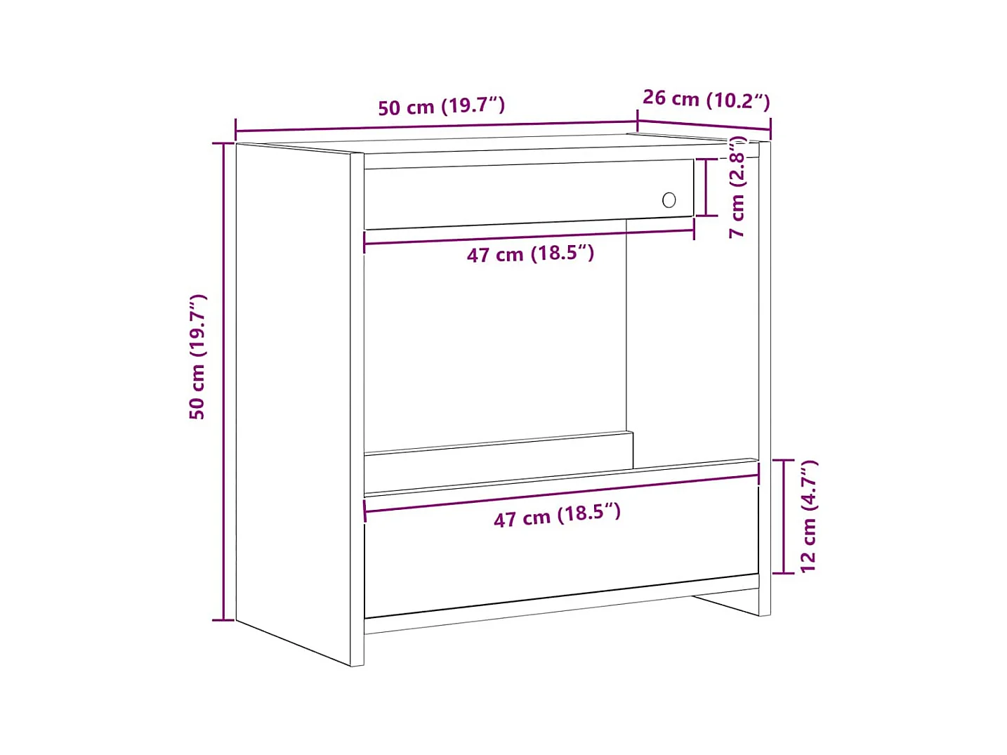 Table d'appoint Chêne noir 50 x 26 x 50 cm Bois d'ingénierie