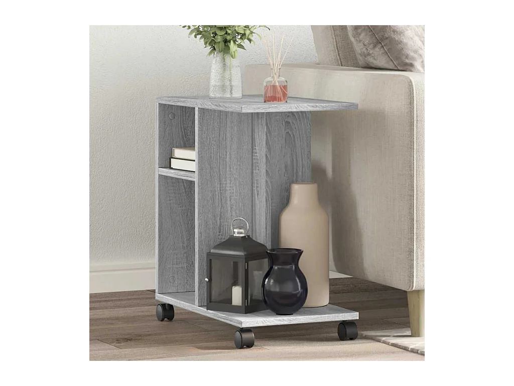 Table d'appoint avec roues sonoma gris bois d'ingénierie