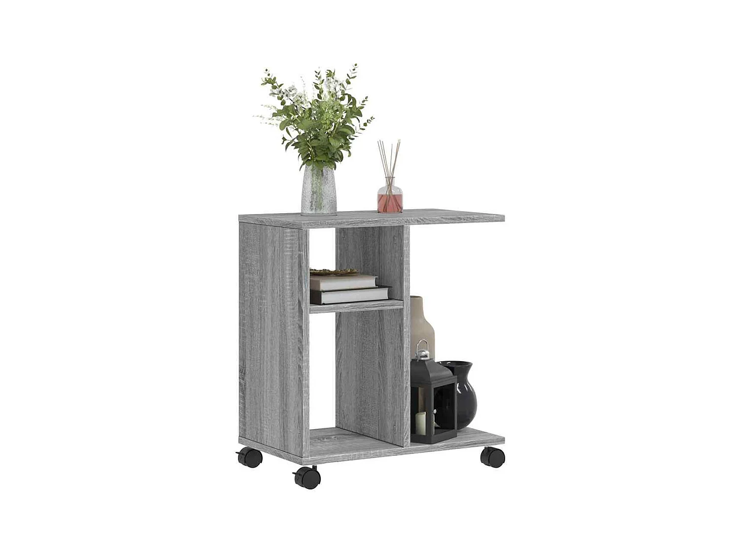 Table d'appoint avec roues sonoma gris bois d'ingénierie