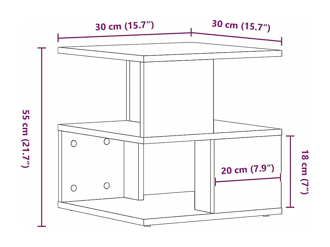 Bijzettafel Zwart eiken 40 x 40 x 40 cm Bewerkt hout