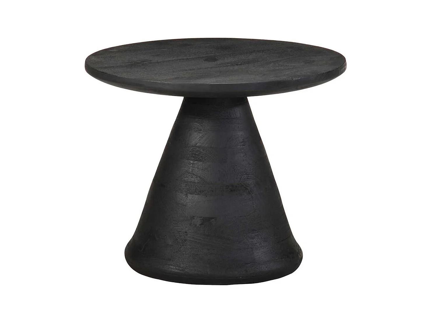 Table d'appoint noir Ø50x40 cm bois de manguier massif