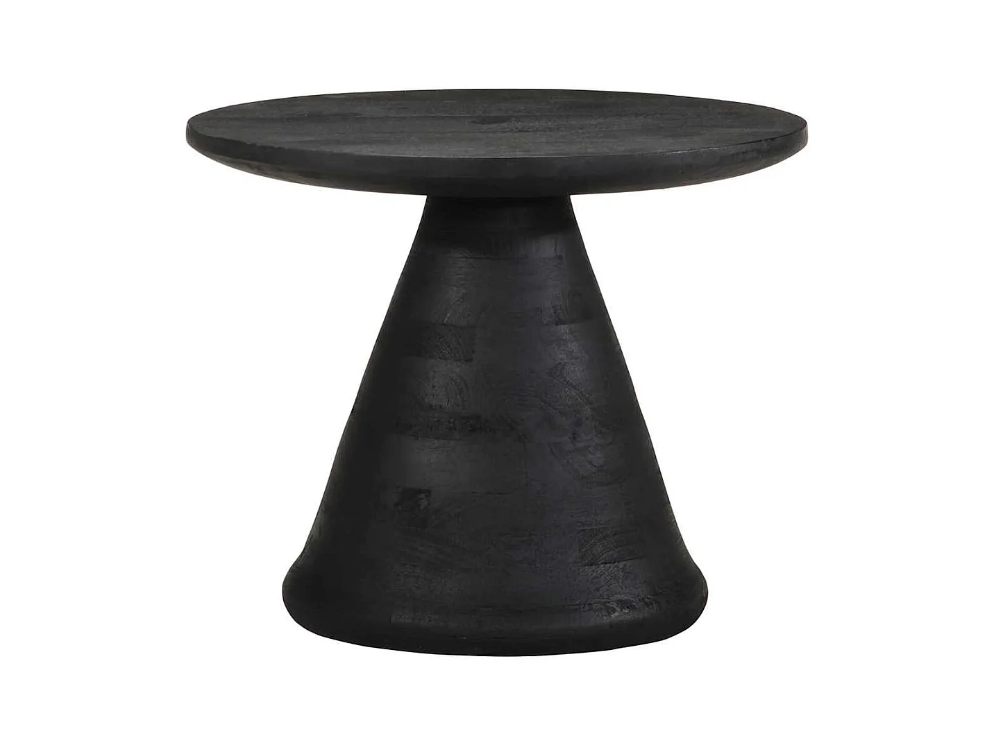 Table d'appoint noir Ø50x40 cm bois de manguier massif