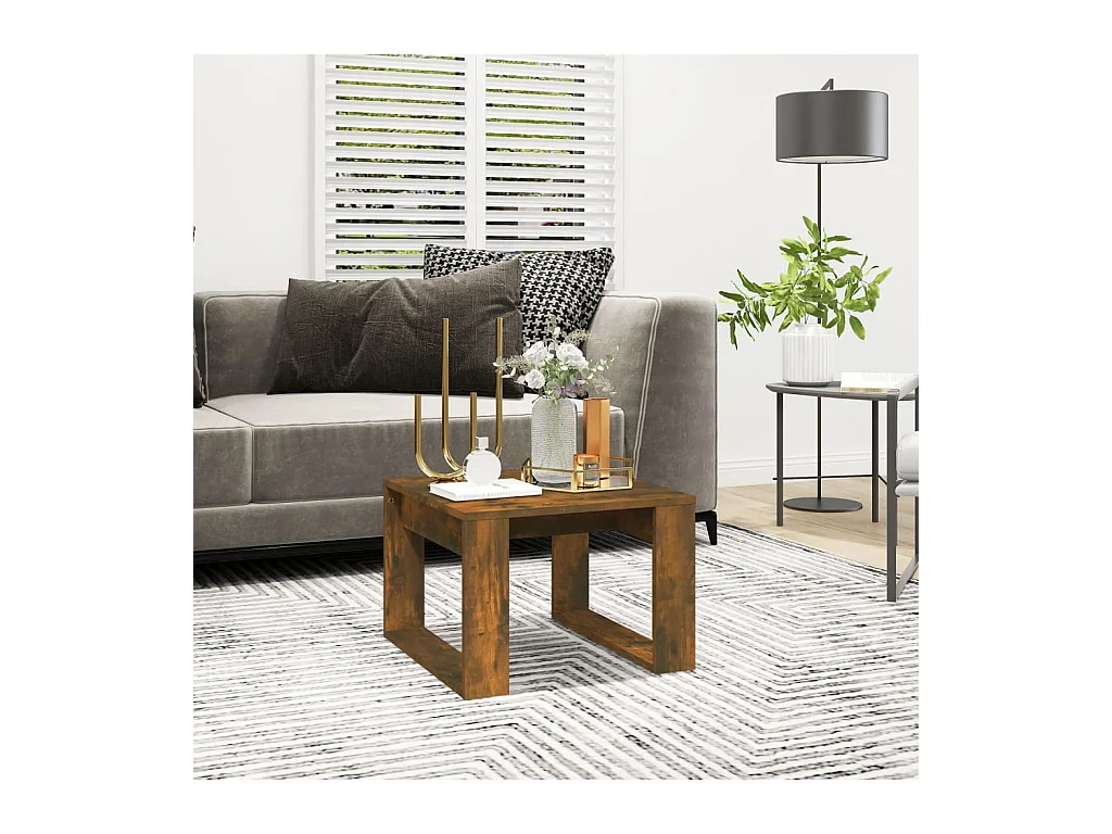 Table d'appoint Chêne fumé 50x50x35 cm Bois d'ingénierie