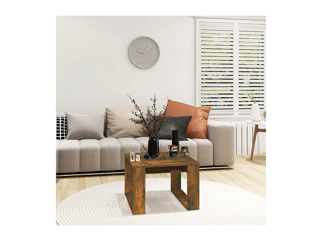 Table d'appoint Chêne fumé 50x50x35 cm Bois d'ingénierie