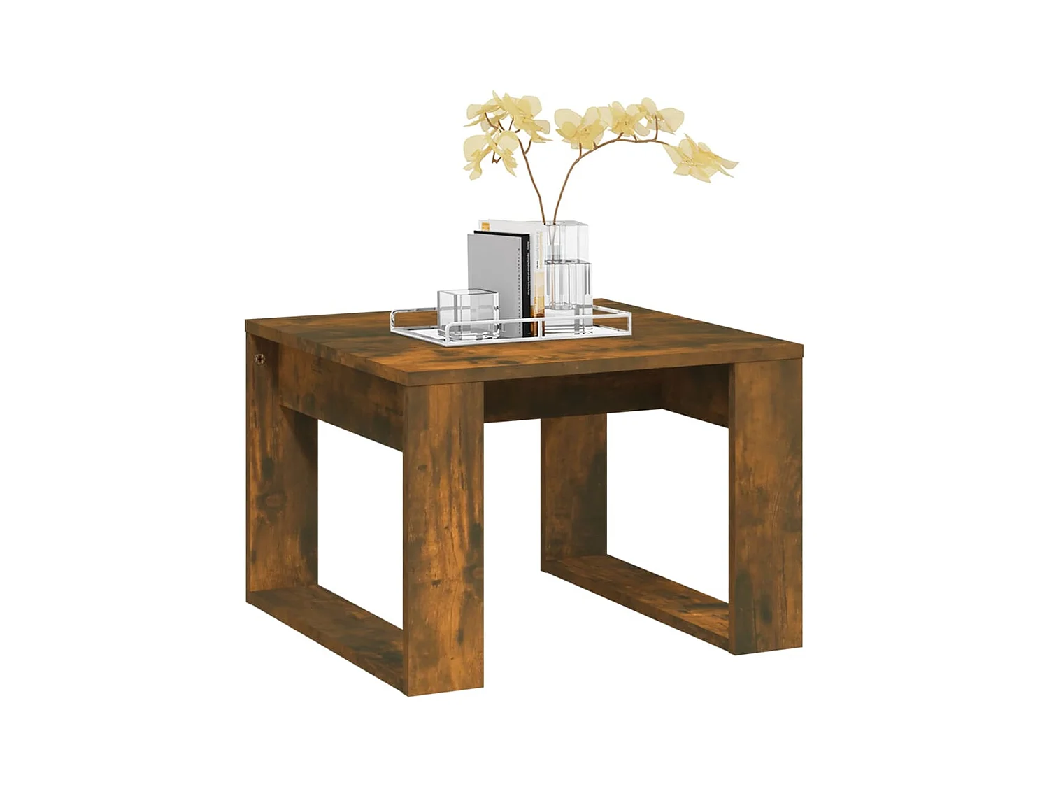 Table d'appoint Chêne fumé 50x50x35 cm Bois d'ingénierie