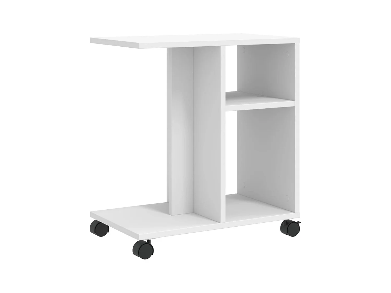 Mesa auxiliar con ruedas madera ingeniería blanco 50x30x55 cm