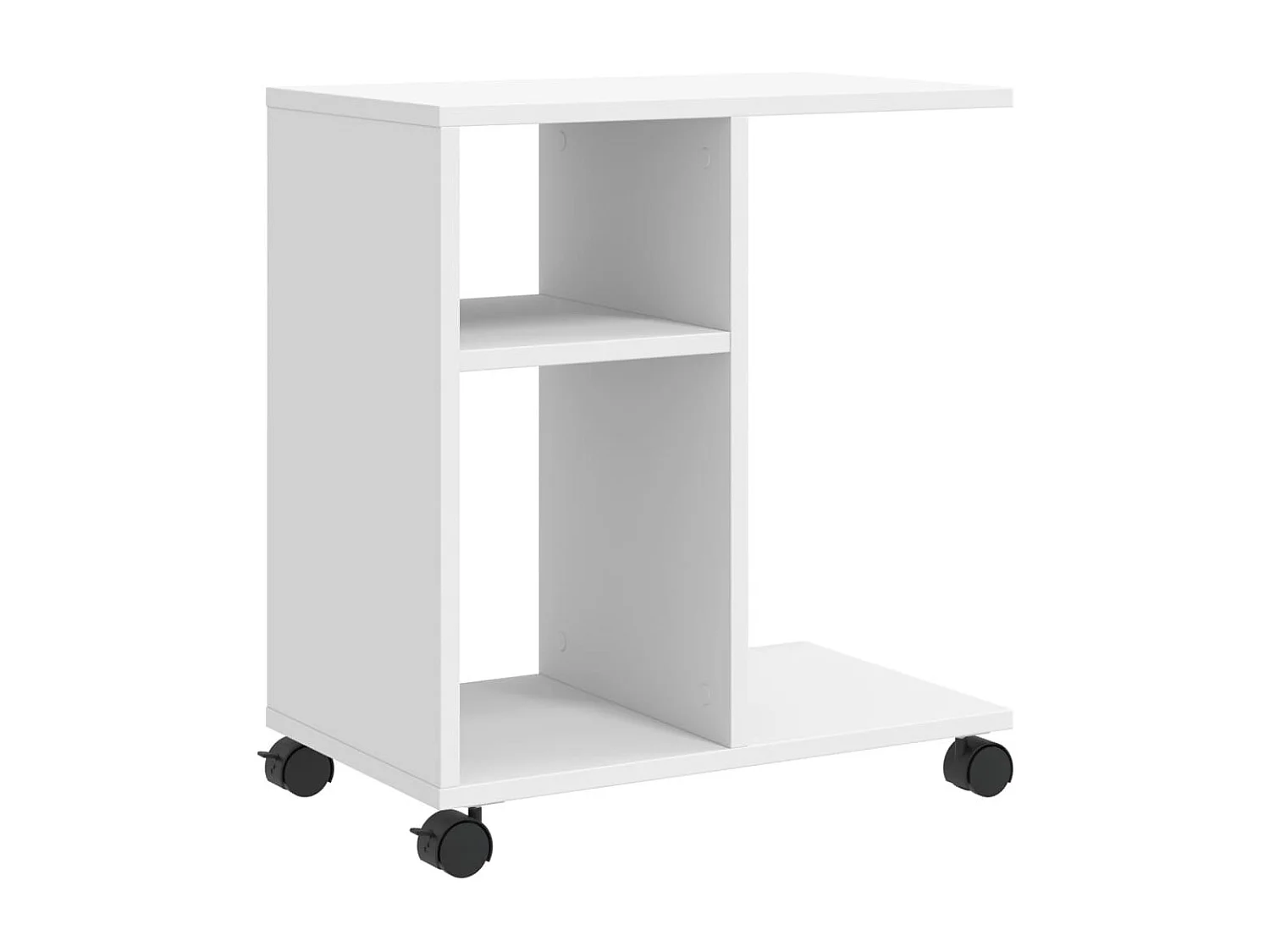 Table d'appoint avec roues blanc 50x30x55 cm bois d'ingénierie