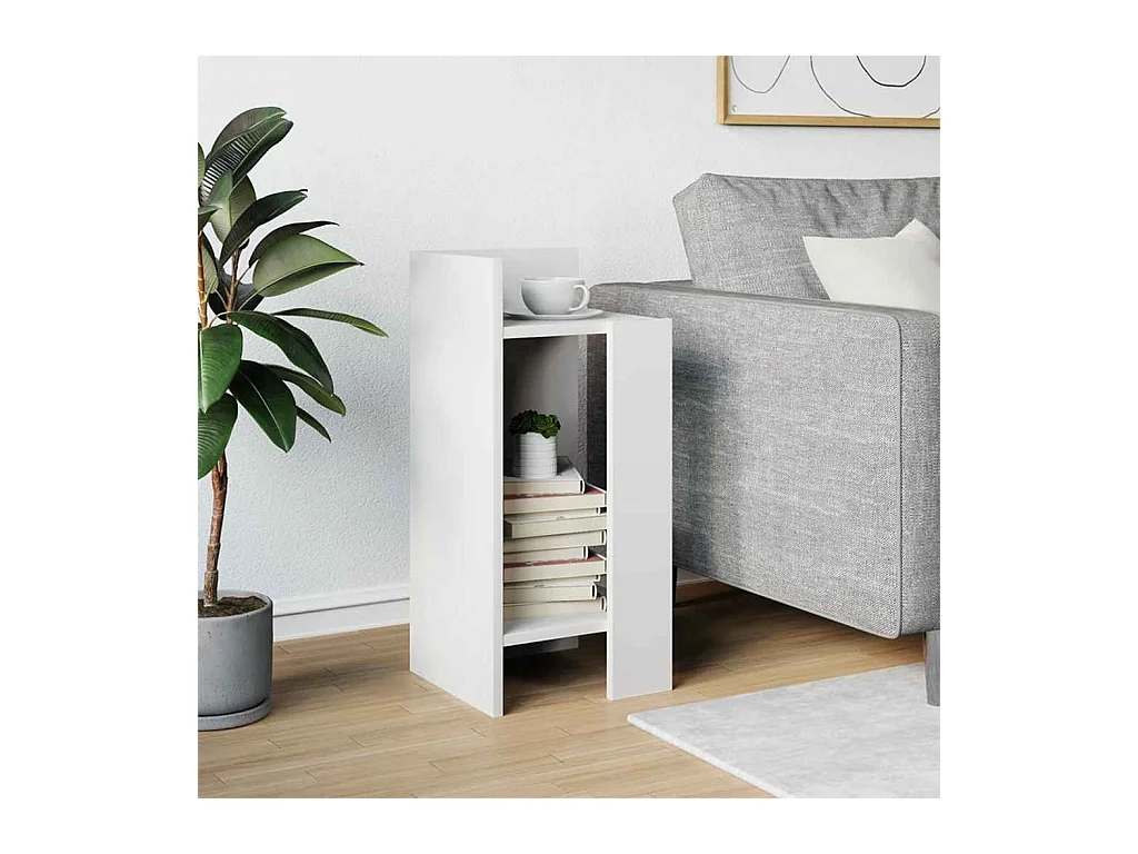 Table d'appoint avec étagère blanc 25,5x27x60 cm