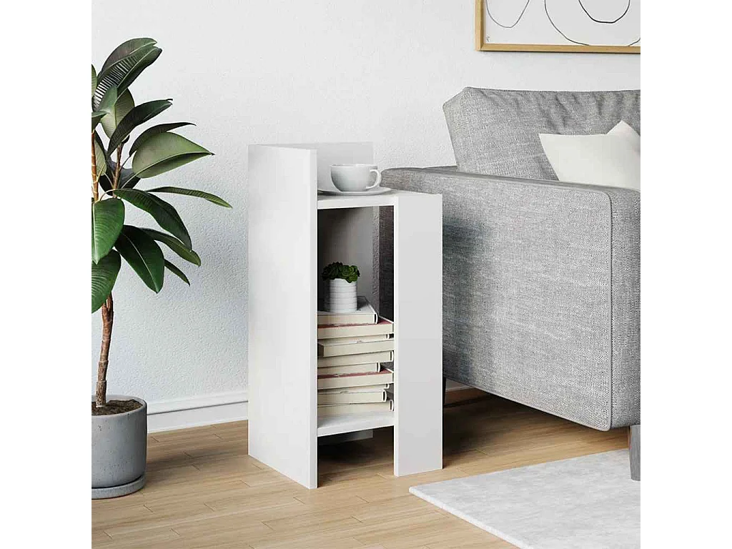 Table d'appoint avec étagère blanc 25,5x27x60 cm