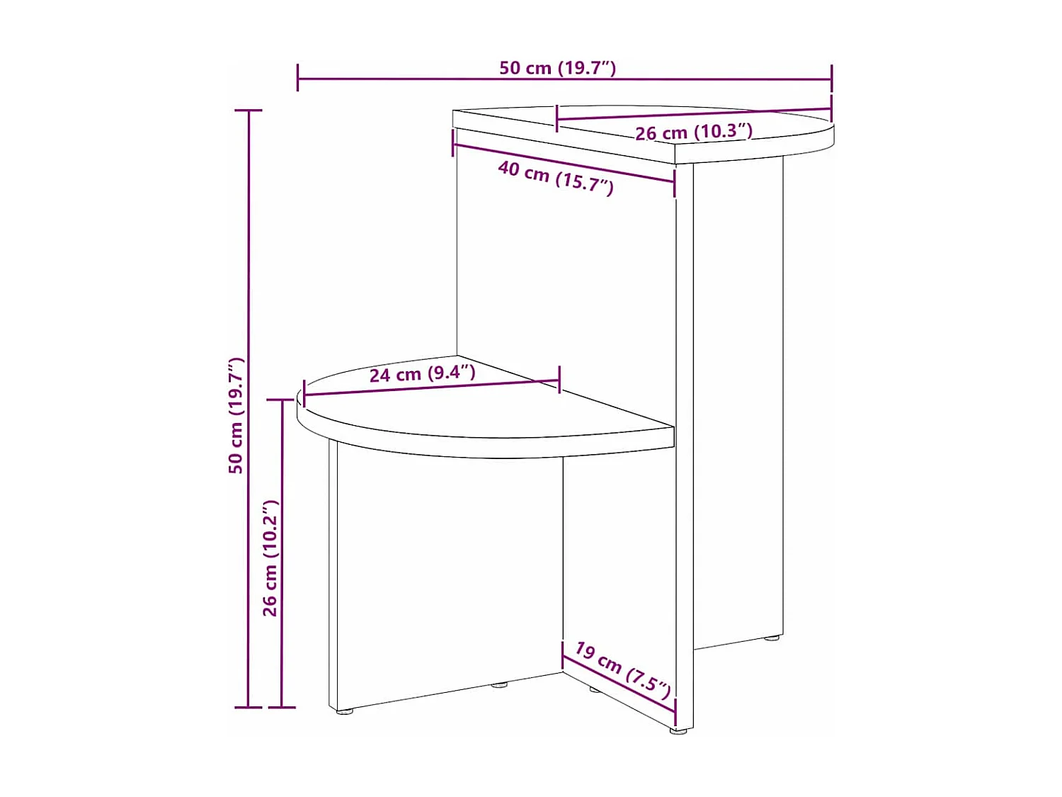Table d'appoint Naturel 50 x 40 x 50 cm Bois massif en pin