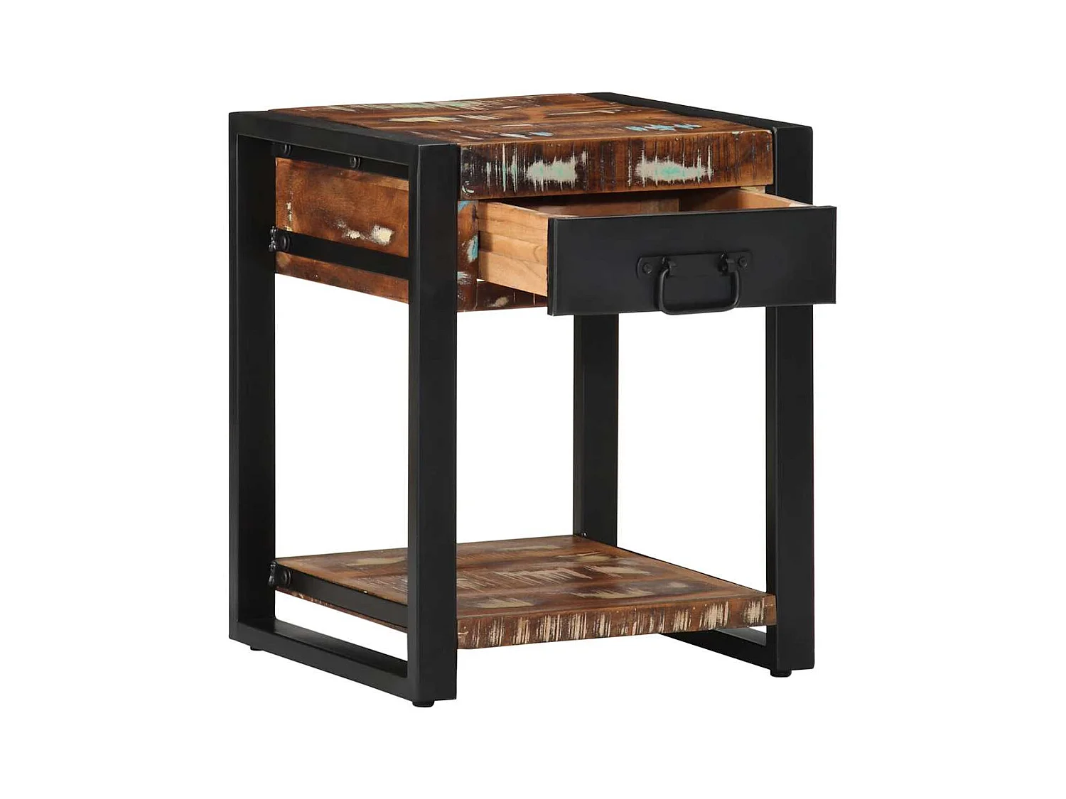 Table d'appoint multicolore 40x40x50cm bois récupération massif