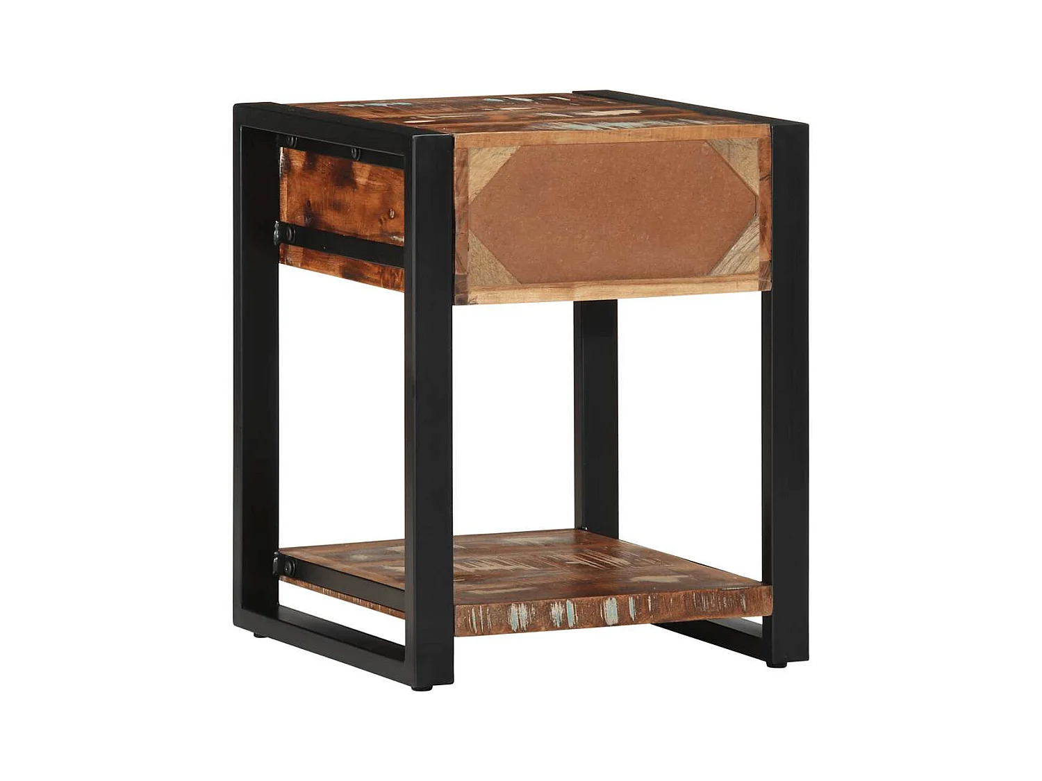 Table d'appoint multicolore 40x40x50cm bois récupération massif