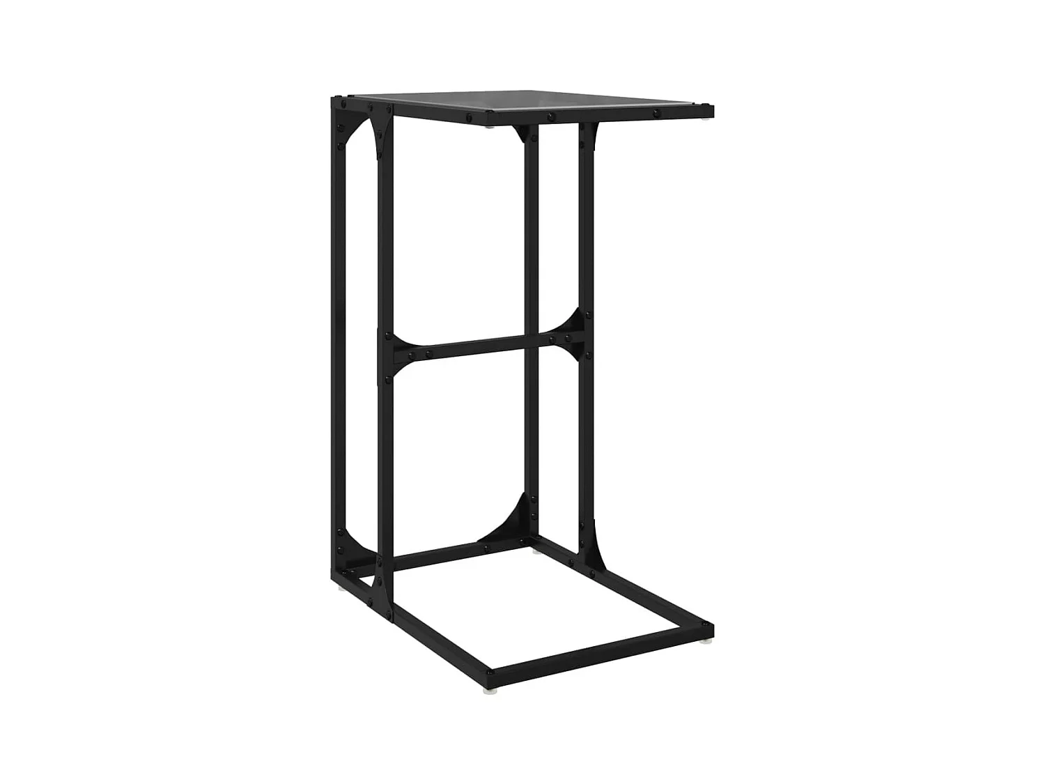 Table d'appoint avec verre noir 40x30x61,5 cm acier