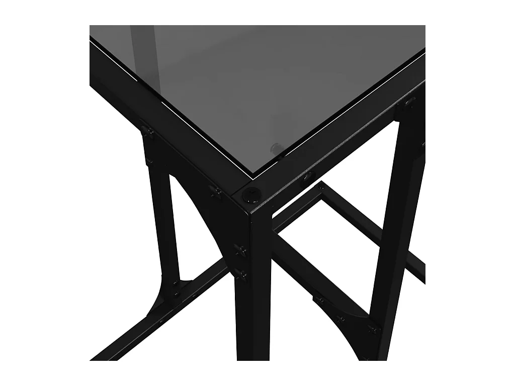 Table d'appoint avec verre noir 40x30x61,5 cm acier