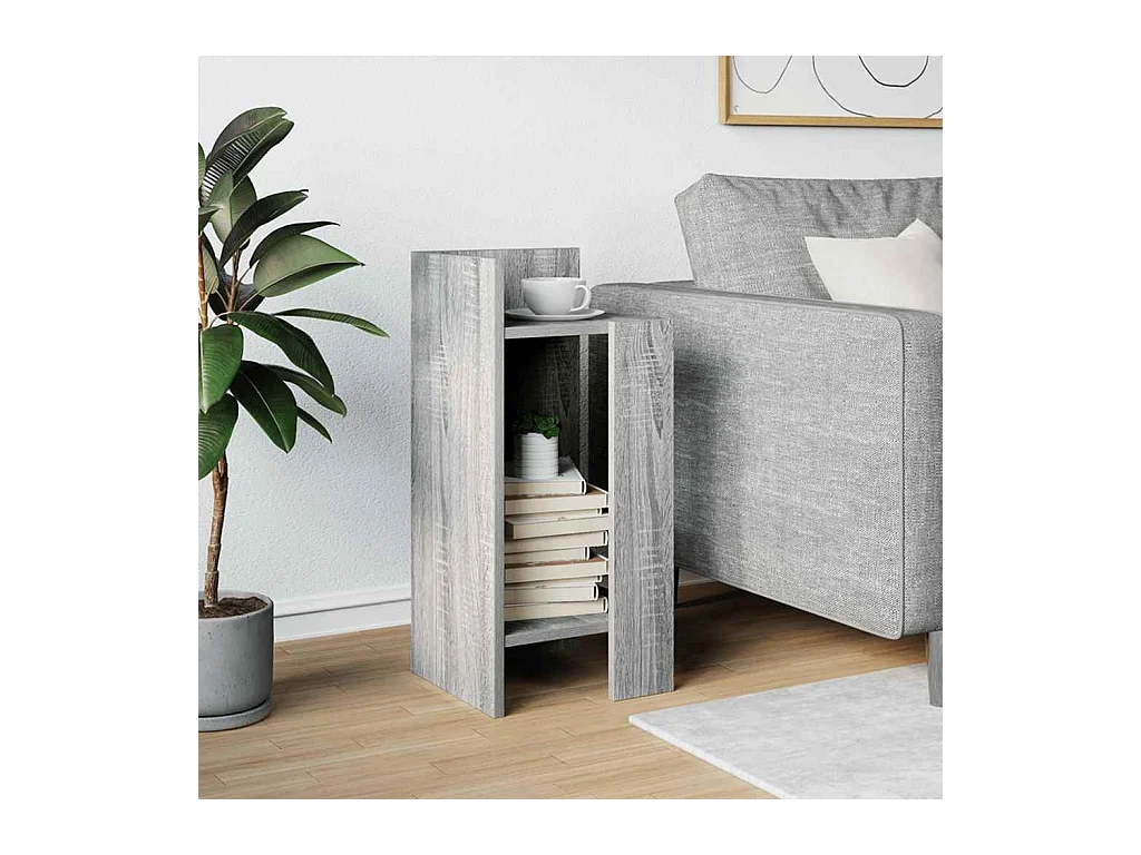 Table d'appoint avec étagère sonoma gris 25,5x27x60 cm
