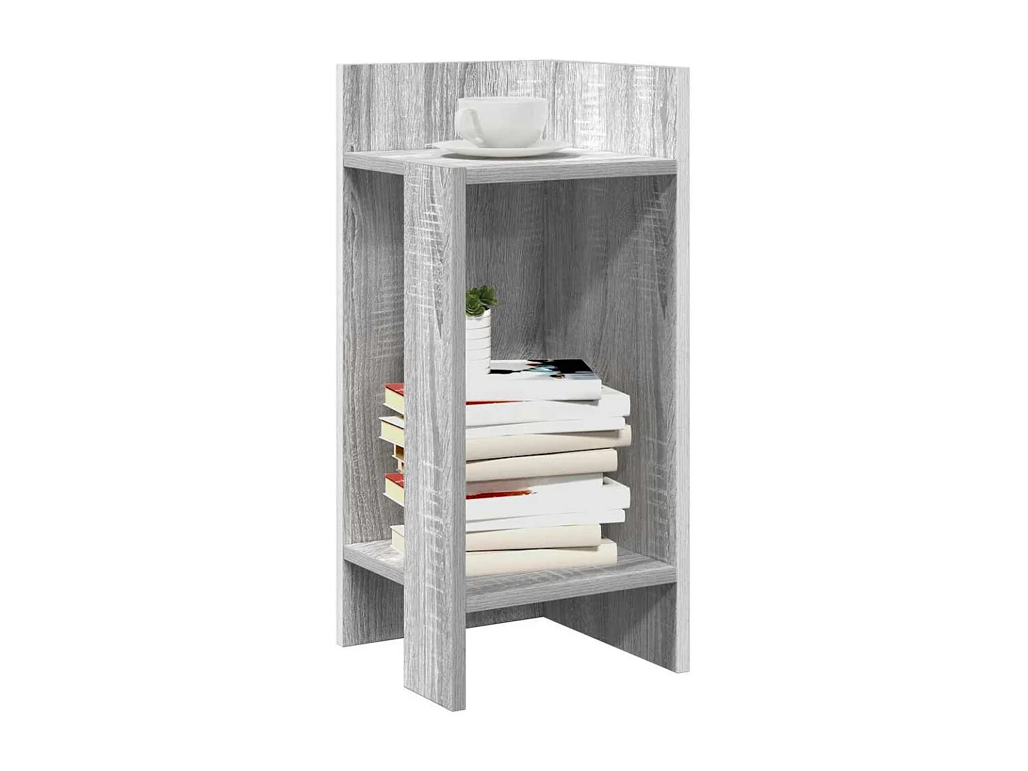 Bijzettafeltje met plank 25,5x27x60 cm grijs sonoma eikenkleur