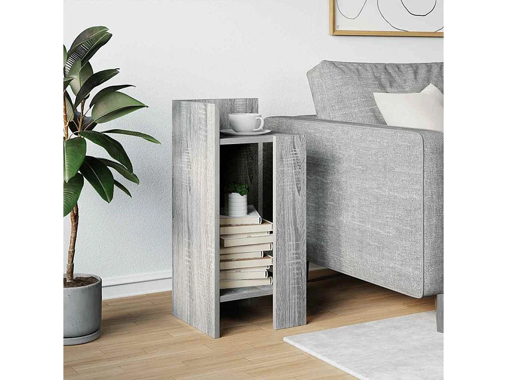 Bijzettafeltje met plank 25,5x27x60 cm grijs sonoma eikenkleur