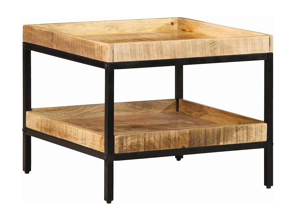 Bijzettafel met plank Bruin 55 x 55 x 45 cm massief mangohout