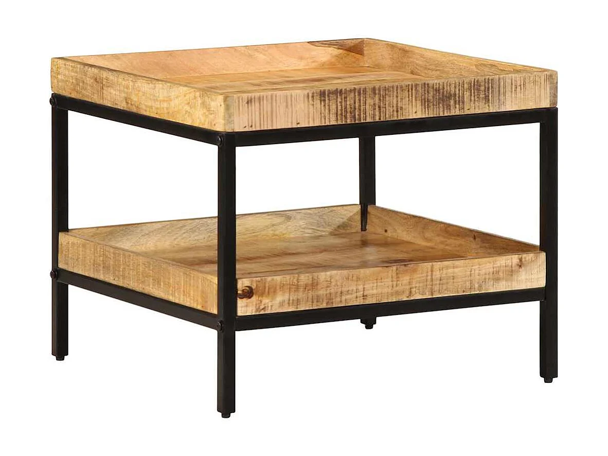 Bijzettafel met plank Bruin 55 x 55 x 45 cm massief mangohout