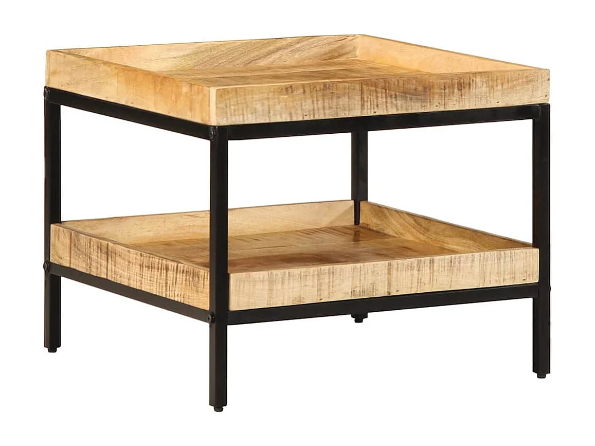 Bijzettafel met plank Bruin 55 x 55 x 45 cm massief mangohout