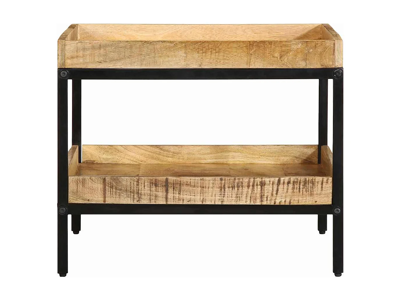 Bijzettafel met plank Bruin 55 x 55 x 45 cm massief mangohout