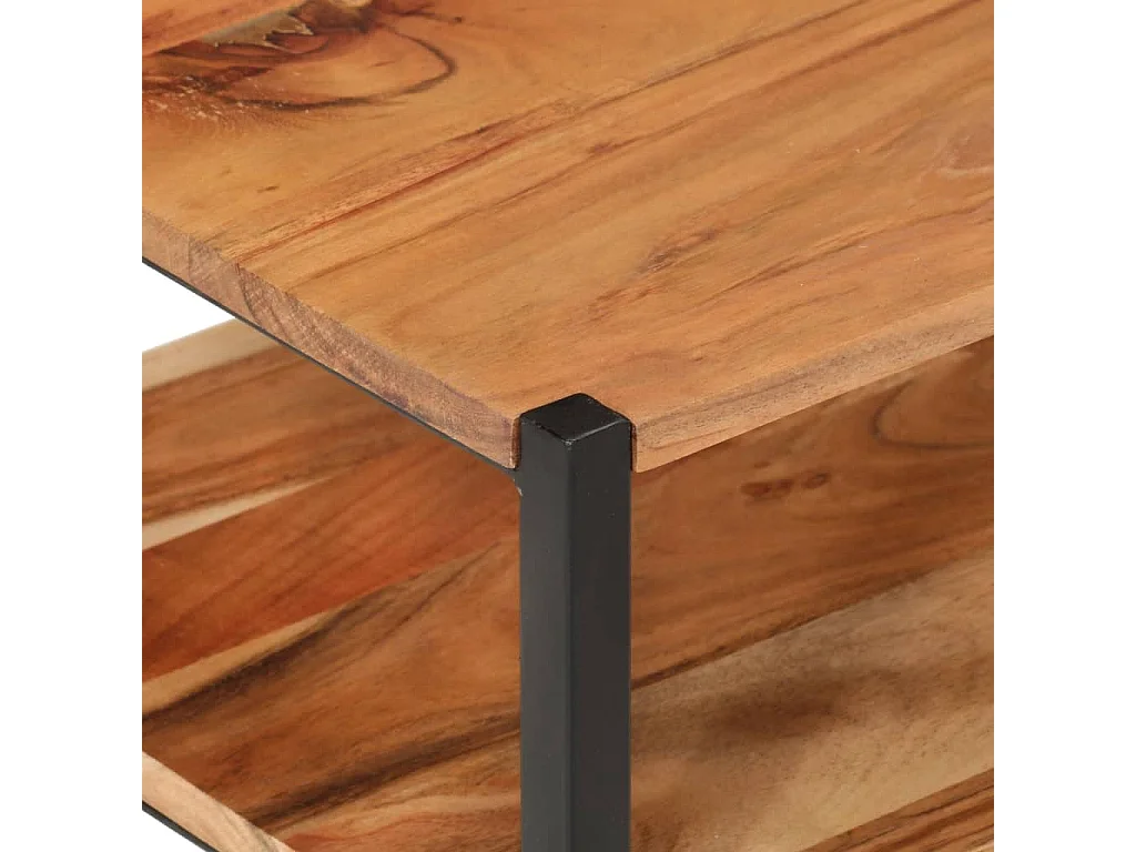 Mesa auxiliar de madera maciza acacia y hierro 35x35x45 cm