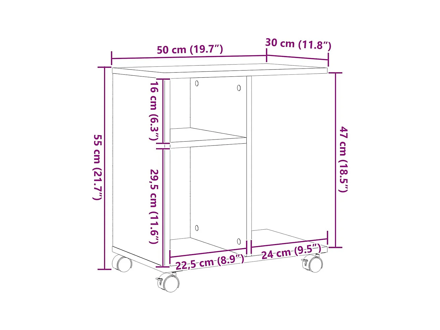 Table d'appoint Chêne noir 50 x 30 x 55 cm Bois d'ingénierie