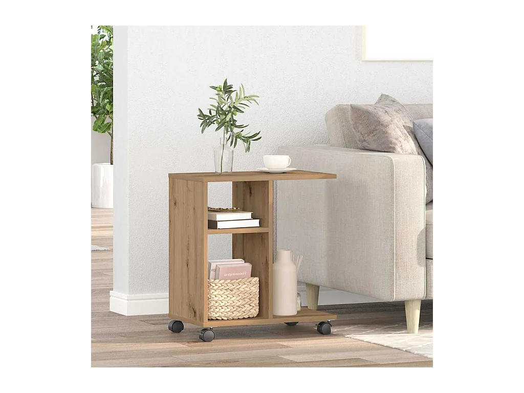 Table d'appoint avec étagère chêne artisanal 50 x 30 x 55 cm