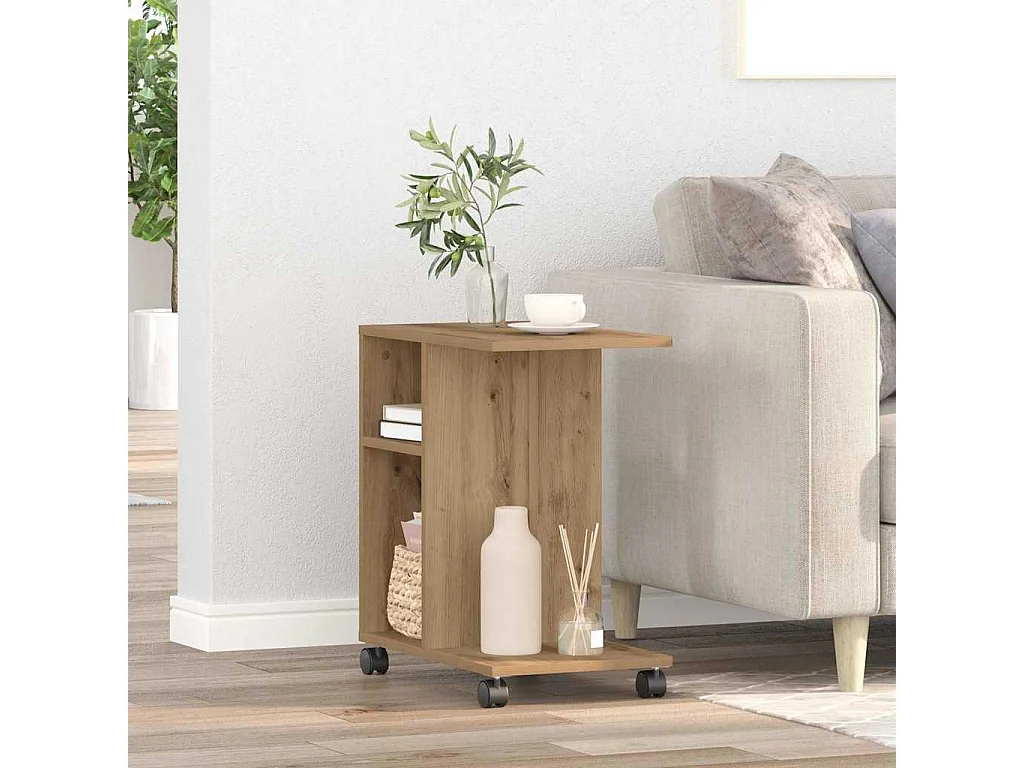 Table d'appoint avec étagère chêne artisanal 50 x 30 x 55 cm