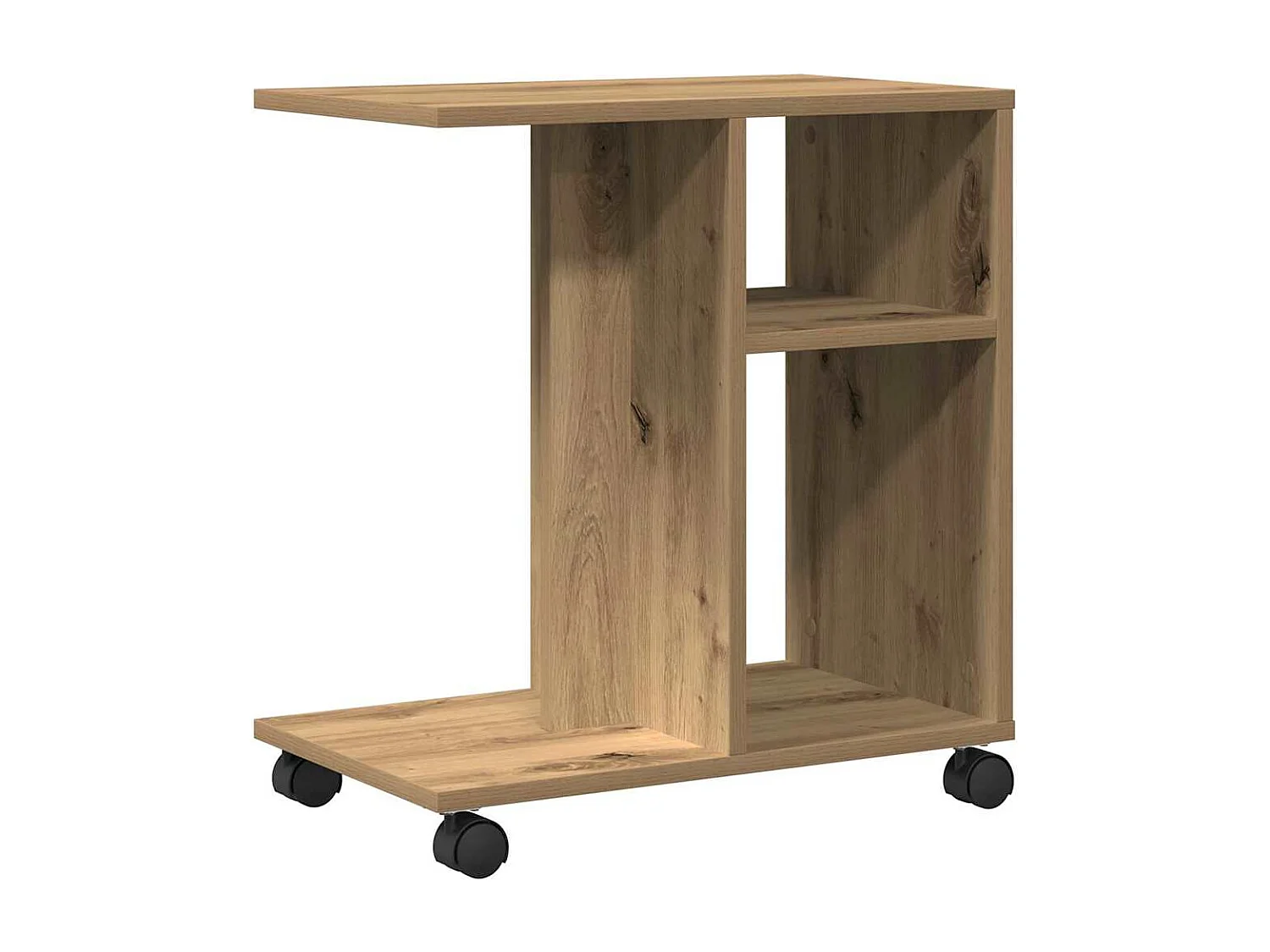 Table d'appoint avec étagère chêne artisanal 50 x 30 x 55 cm