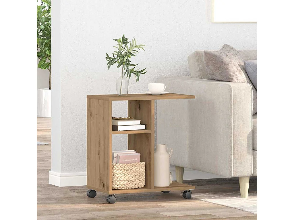 Table d'appoint avec étagère chêne artisanal 50 x 30 x 55 cm