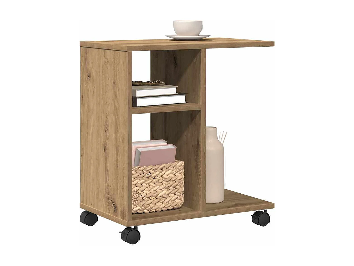 Table d'appoint avec étagère chêne artisanal 50 x 30 x 55 cm