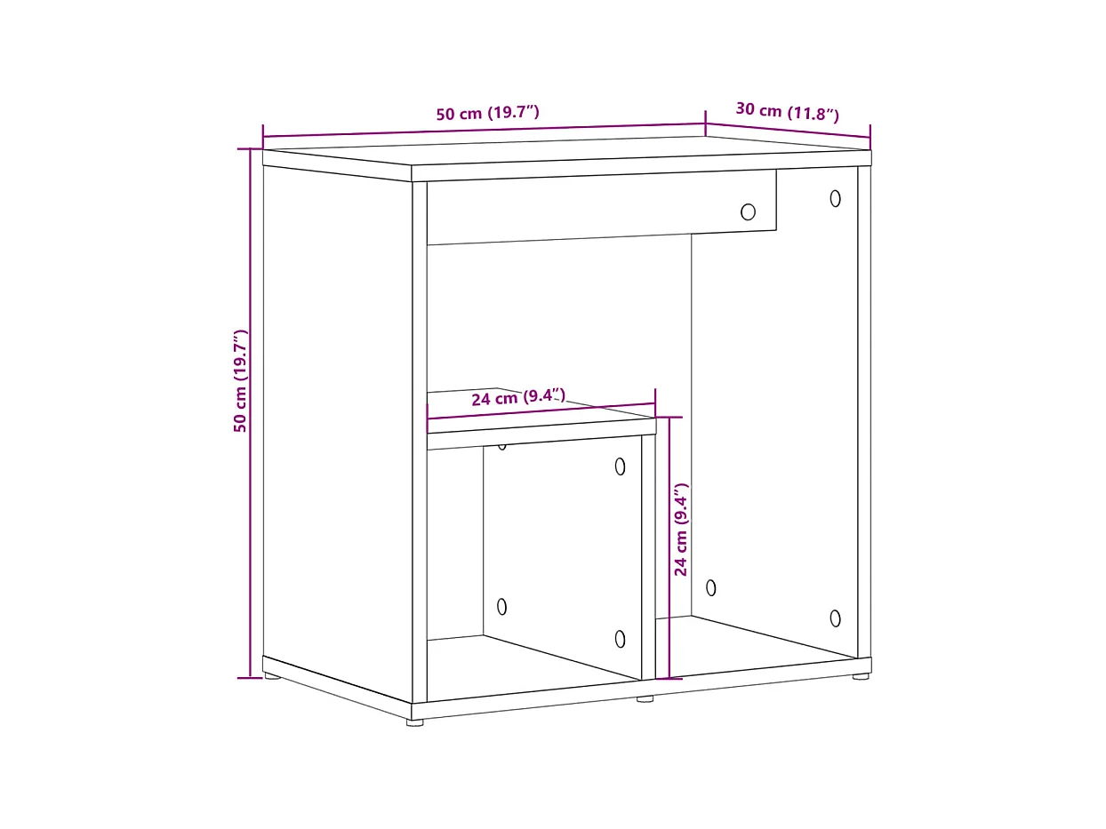Table d'appoint Noir 50x30x50 cm Bois d'ingénierie