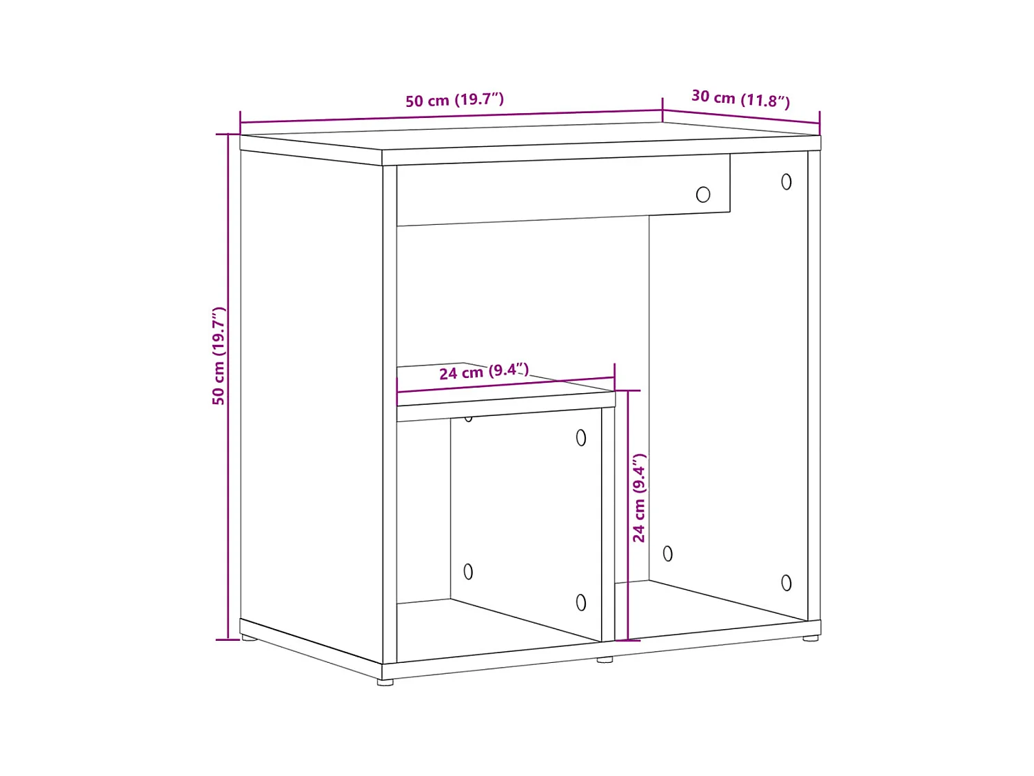 Table d'appoint Noir 50x30x50 cm Bois d'ingénierie