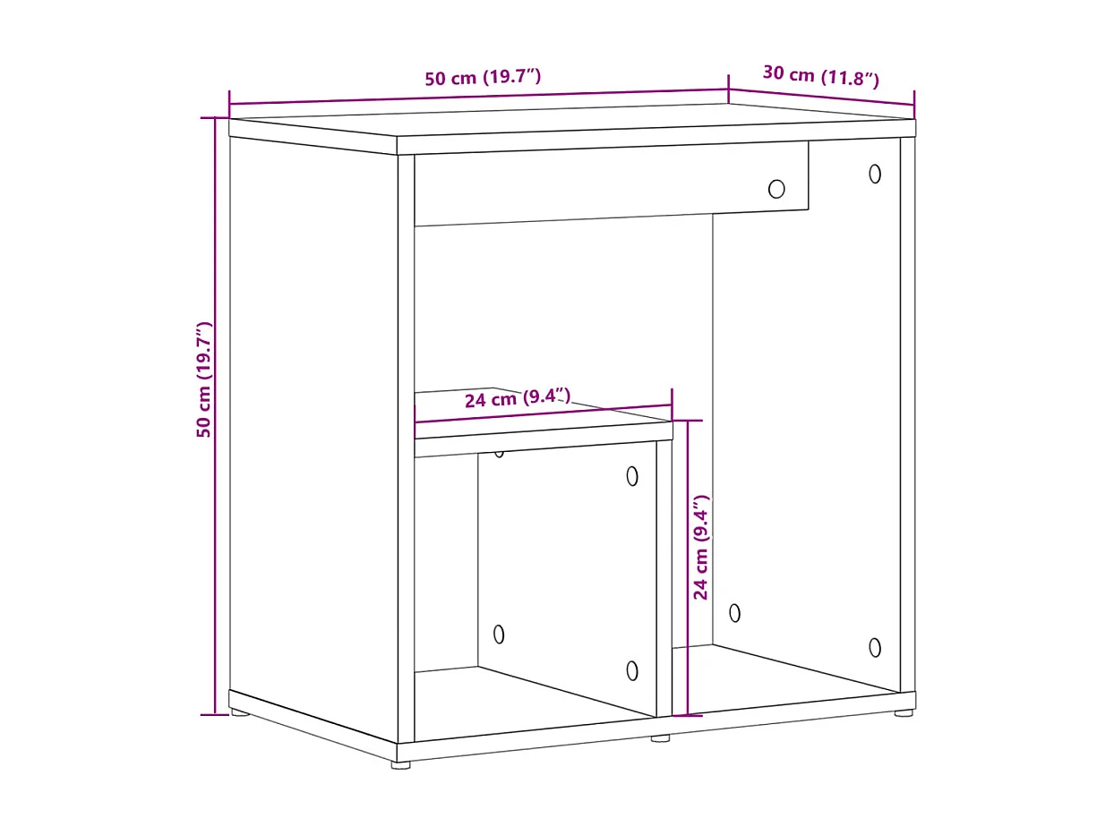 Bijzettafel 50x30x50 cm spaanplaat zwart