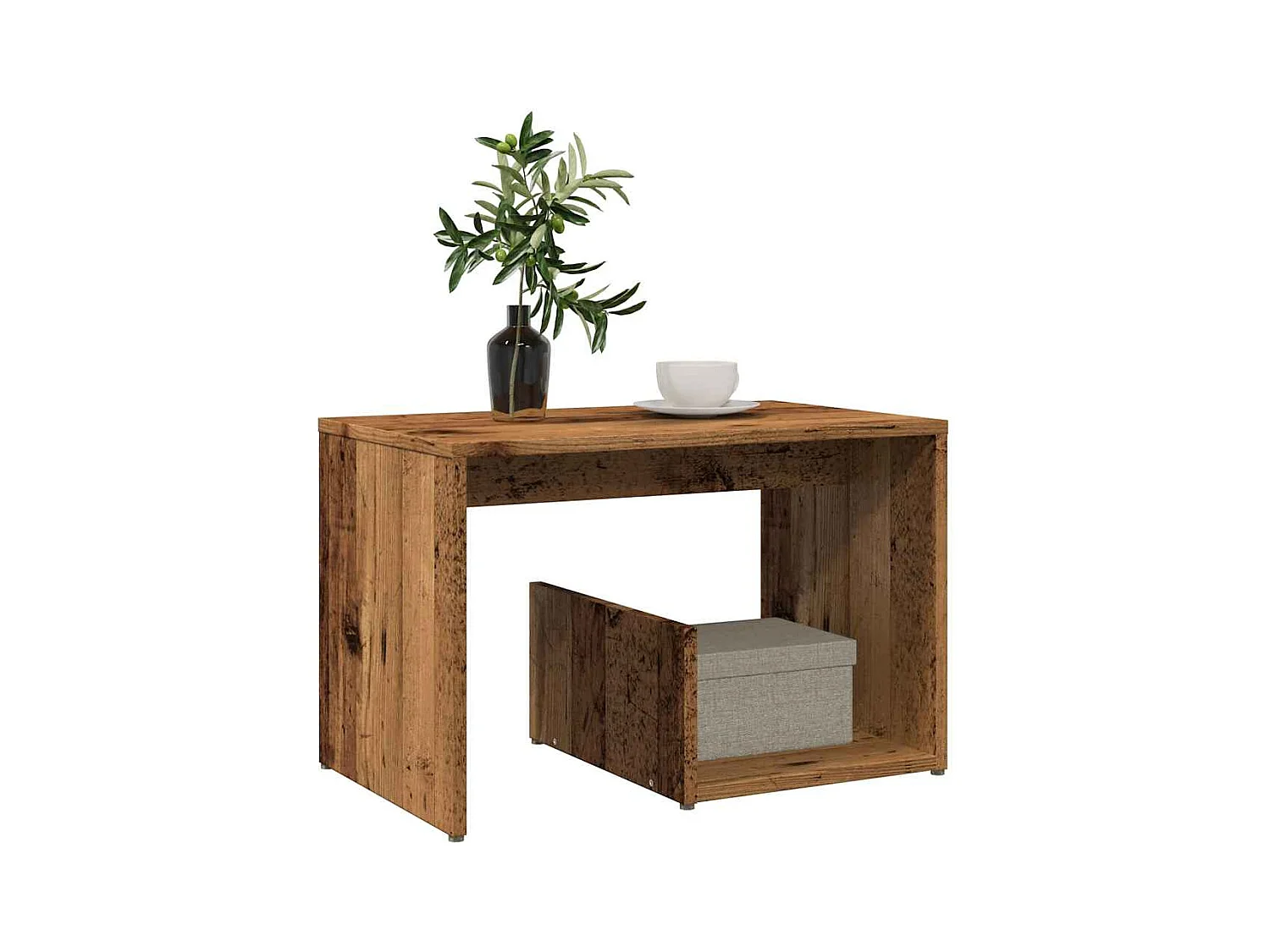 Table d'appoint vieux bois 59x36x38 cm bois d'ingénierie