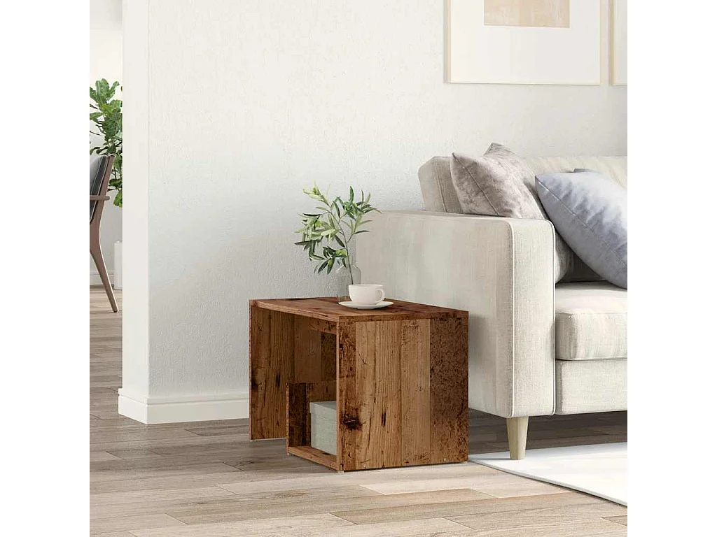 Table d'appoint vieux bois 59x36x38 cm bois d'ingénierie