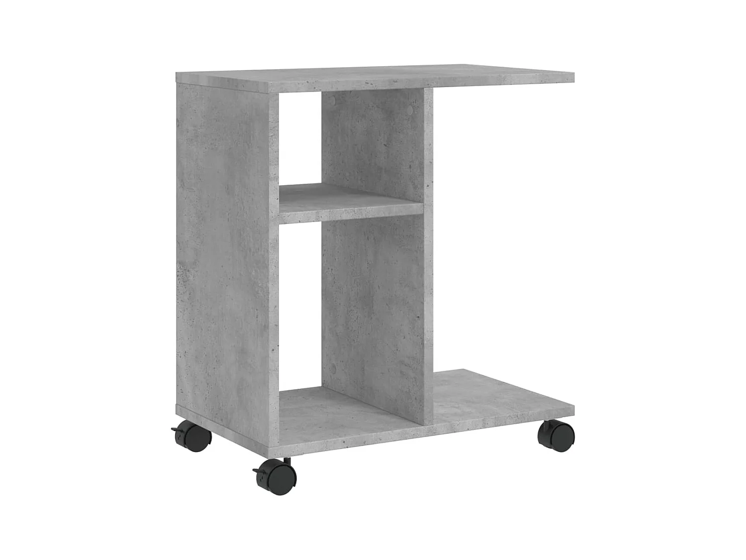 Table d'appoint avec roues gris béton bois d'ingénierie