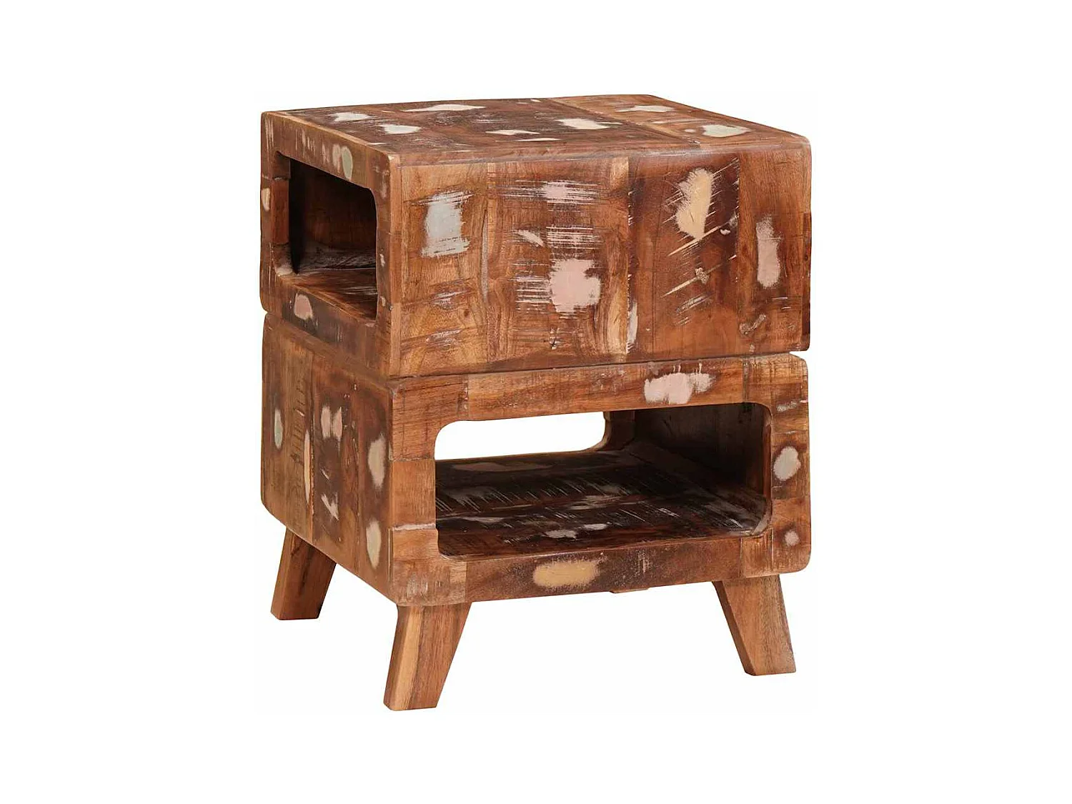 Mesas auxiliares con estante Multicolor madera maciza reciclada