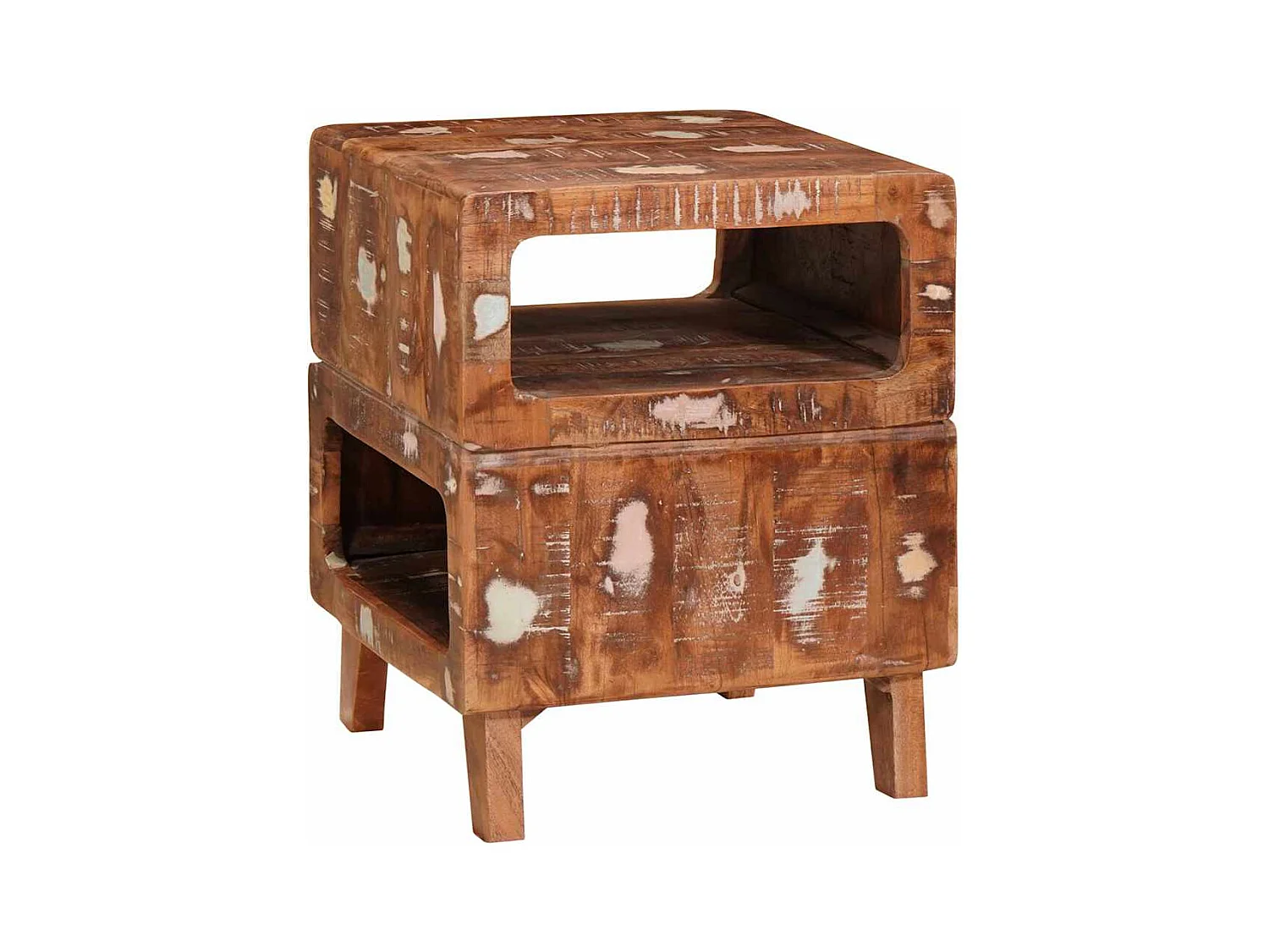 Mesas auxiliares con estante Multicolor madera maciza reciclada