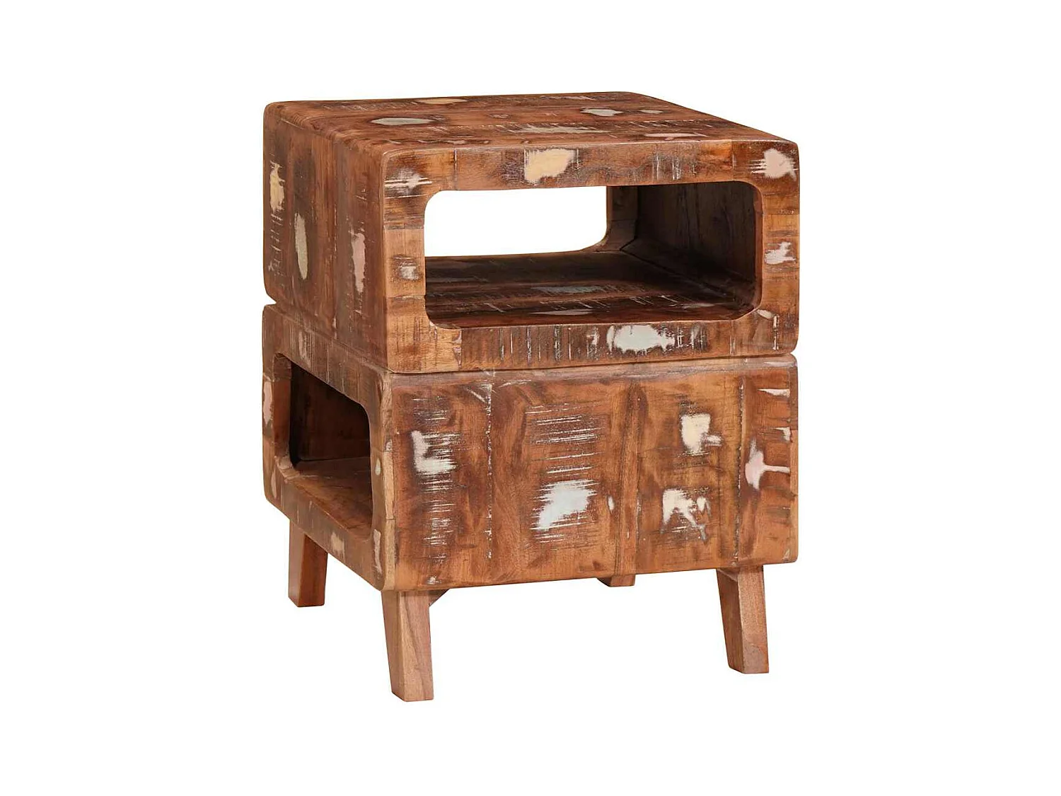 Mesas auxiliares con estante Multicolor madera maciza reciclada