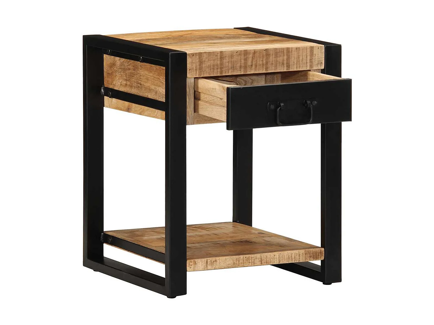 Mesa auxiliar madera maciza de mango rugosa 40x40x50 cm