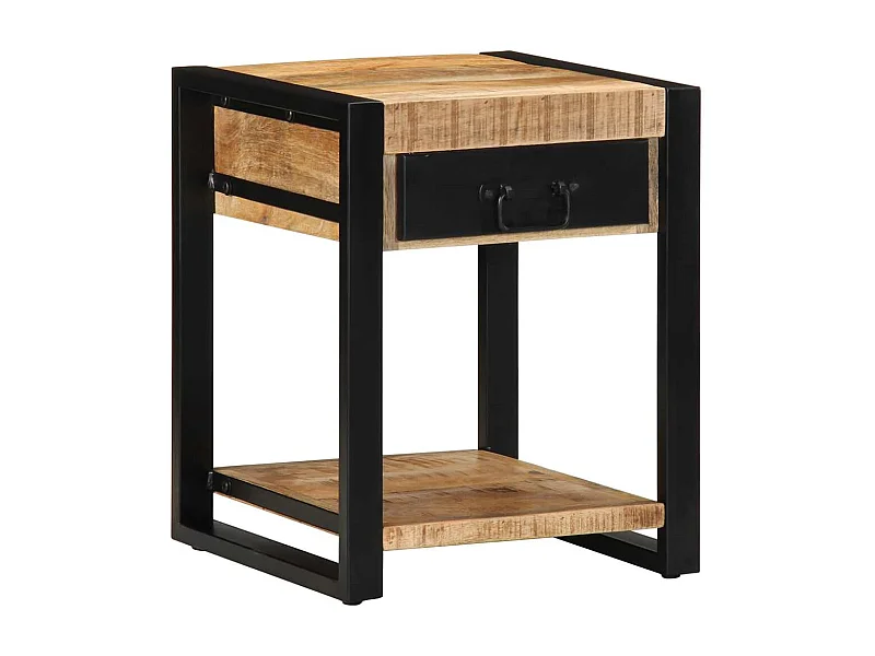 Mesa auxiliar madera maciza de mango rugosa 40x40x50 cm