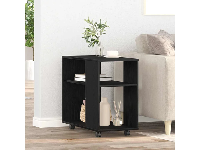 Mesa auxiliar de roble negro, 70 x 35 x 60 cm, madera de ingeniería