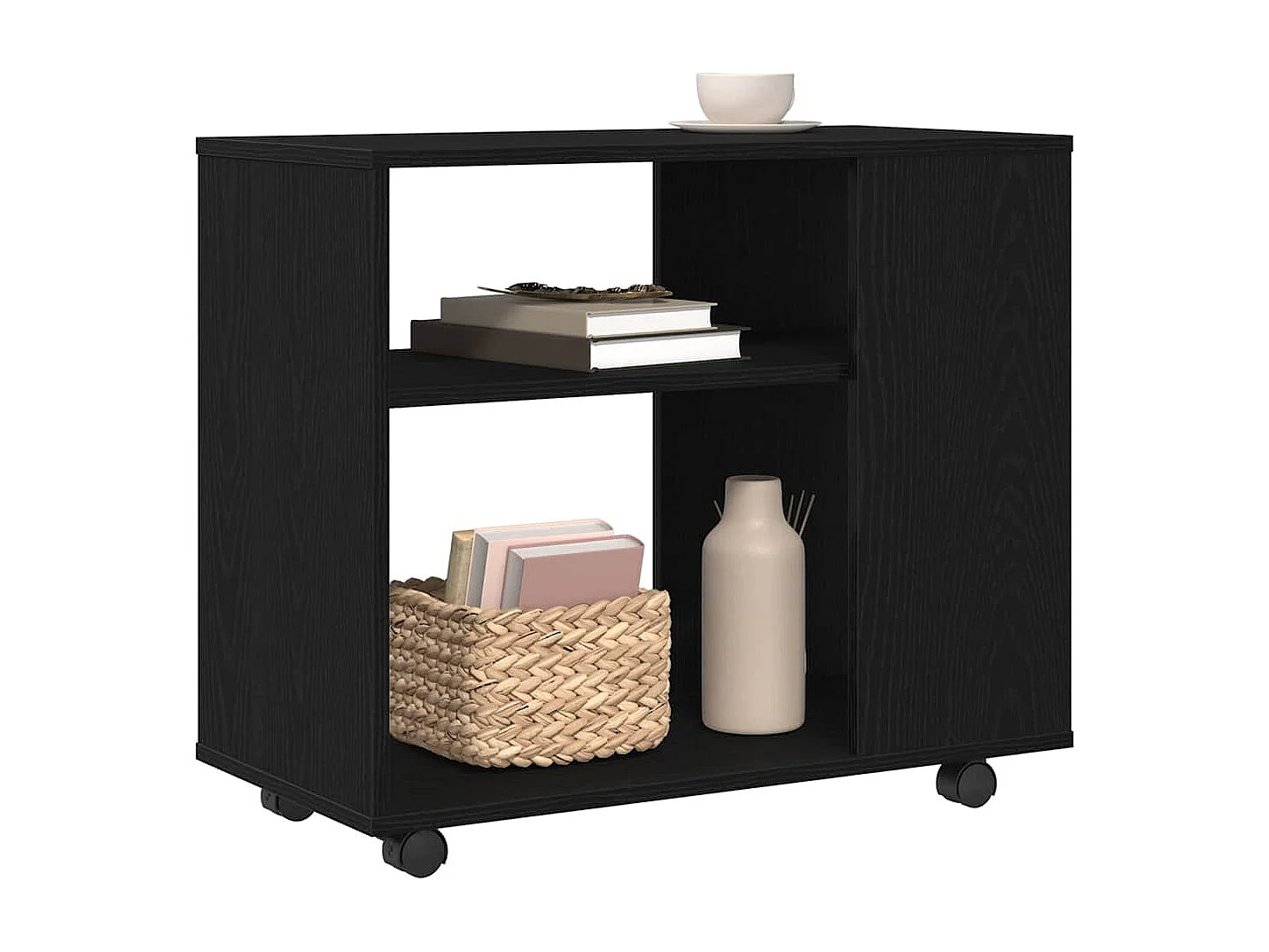 Mesa auxiliar de roble negro, 70 x 35 x 60 cm, madera de ingeniería