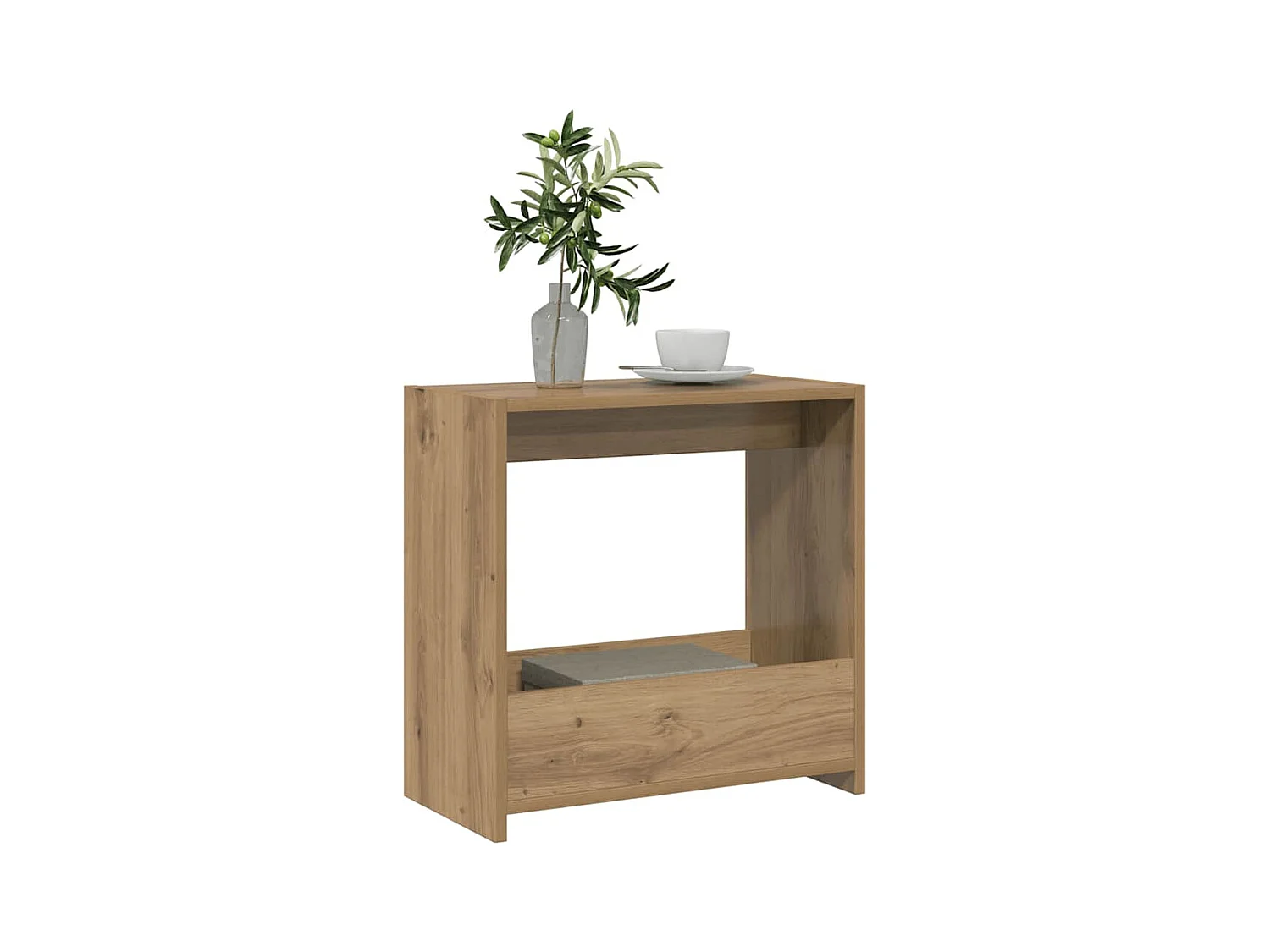 Table d'appoint chêne artisanal 50x26x50 cm bois d'ingénierie