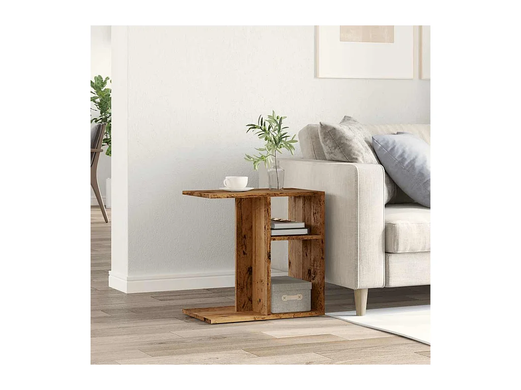Table d'appoint vieux bois 50x30x50 cm bois d'ingénierie