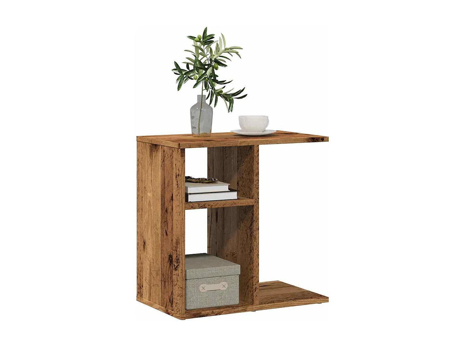 Table d'appoint vieux bois 50x30x50 cm bois d'ingénierie