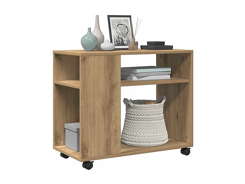 Table d'appoint avec roues chêne artisanal bois d'ingénierie