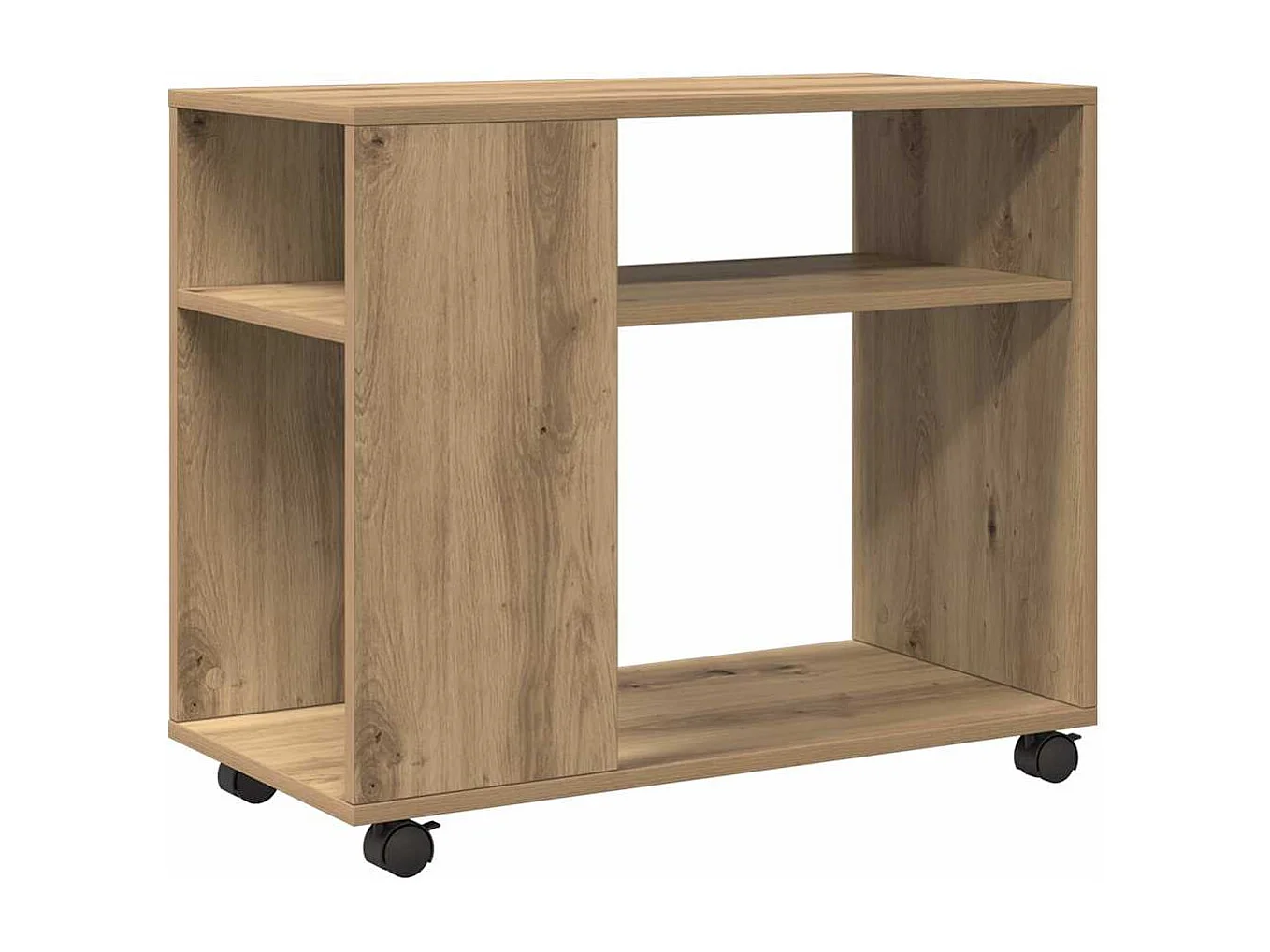 Mesa auxiliar con ruedas madera roble Sonoma 70x35x60 cm